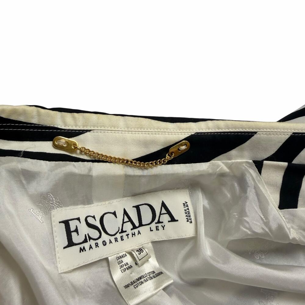 Vintage Escada Margaretha Ley Black White Zebra Print Short Sleeve Jacket US 8 - Picture 6 of 13